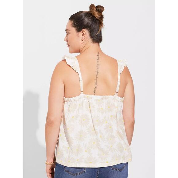 Torrid Double Gauze Ruffle Button Front Tank Top • Size 3X - Picture 5 of 13